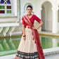 Lorenvalley Offwhite Tussar Silk Patola Print With foil work Lehenga Choli | Swadesiicart