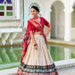 Lorenvalley Offwhite Tussar Silk Patola Print With foil work Lehenga Choli | Swadesiicart