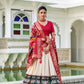Lorenvalley Offwhite Tussar Silk Patola Print With foil work Lehenga Choli | Swadesiicart