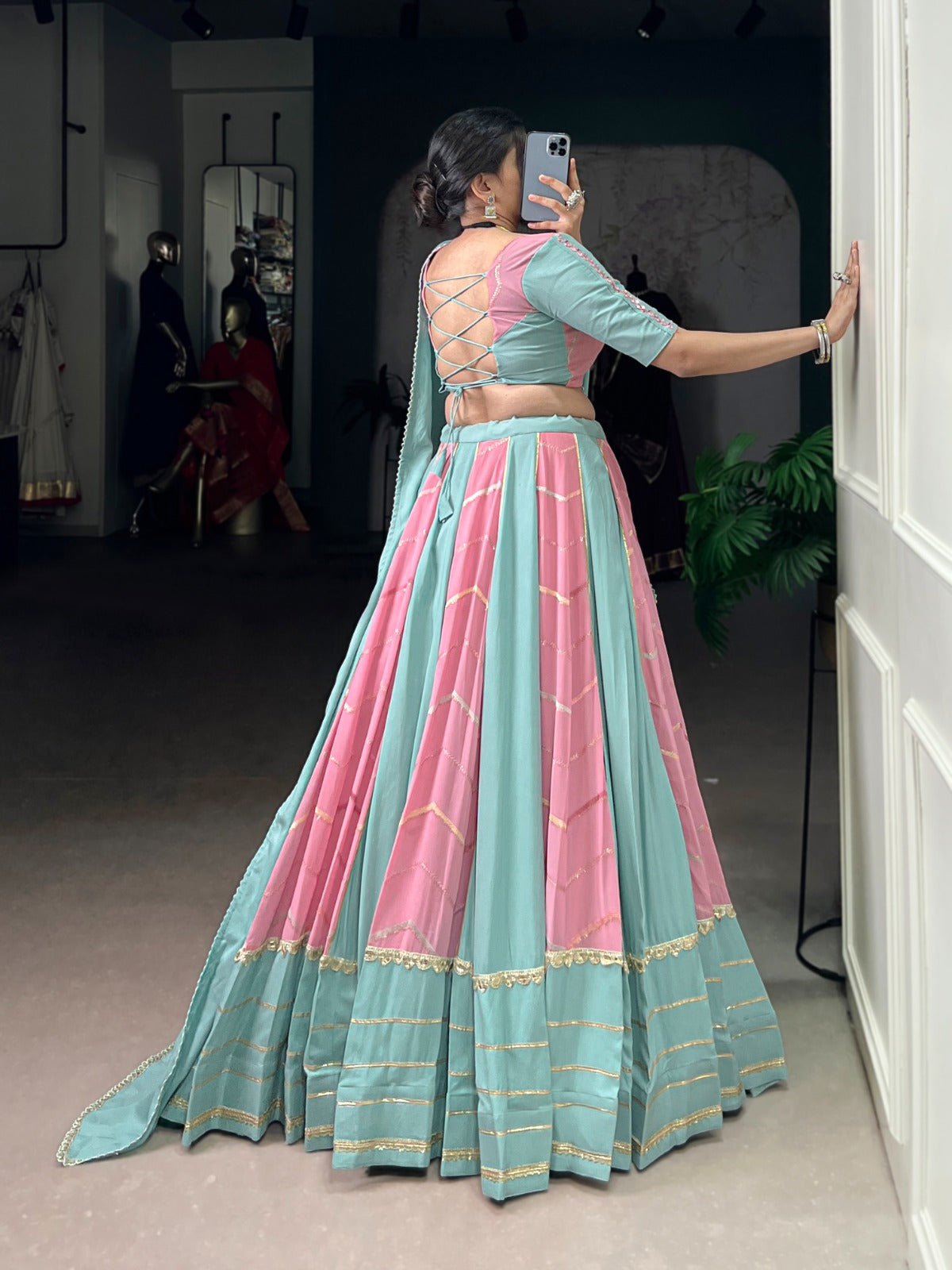 Lorenvalley Fashion Pure Rayon with Georgette Sequins and Thread Embroidery Work With Lace Touch Up Lehenga Choli with Dupatta | Swadesiicart