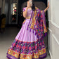 Lorenvalley Lavender Tussar Silk Patola Print With foil work Lehenga Choli with Dupatta | Swadesiicart