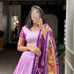 Lorenvalley Lavender Tussar Silk Patola Print With foil work Lehenga Choli with Dupatta | Swadesiicart