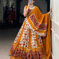 Lorenvalley Fashion Mustard Rayon with Printed Silk Patola Print with Gamthi Work and Lace Touch Up Lehenga Choli with Dupatta - Swadesiicart