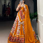 Lorenvalley Fashion Mustard Rayon with Printed Silk Patola Print with Gamthi Work and Lace Touch Up Lehenga Choli with Dupatta - Swadesiicart
