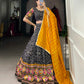 Lorenvalley Black Tussar Silk Bandhej and Patola Print with Foil Work Lehenga Choli with Dupatta | Swadesiicart