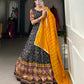 Lorenvalley Black Tussar Silk Bandhej and Patola Print with Foil Work Lehenga Choli with Dupatta | Swadesiicart