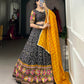 Lorenvalley Black Tussar Silk Bandhej and Patola Print with Foil Work Lehenga Choli with Dupatta | Swadesiicart
