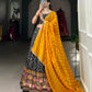 Lorenvalley Black Tussar Silk Bandhej and Patola Print with Foil Work Lehenga Choli with Dupatta | Swadesiicart