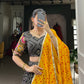 Lorenvalley Black Tussar Silk Bandhej and Patola Print with Foil Work Lehenga Choli with Dupatta | Swadesiicart