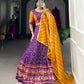 Lorenvalley Purple Tussar Silk Bandhej and Patola Print with Foil Work Lehenga Choli with Dupatta | Swadesiicart