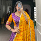 Lorenvalley Purple Tussar Silk Bandhej and Patola Print with Foil Work Lehenga Choli with Dupatta | Swadesiicart
