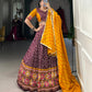 Lorenvalley Wine Tussar Silk Bandhej and Patola Print with Foil Work Lehenga Choli with Dupatta | Swadesiicart