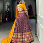 Lorenvalley Wine Tussar Silk Bandhej and Patola Print with Foil Work Lehenga Choli with Dupatta | Swadesiicart