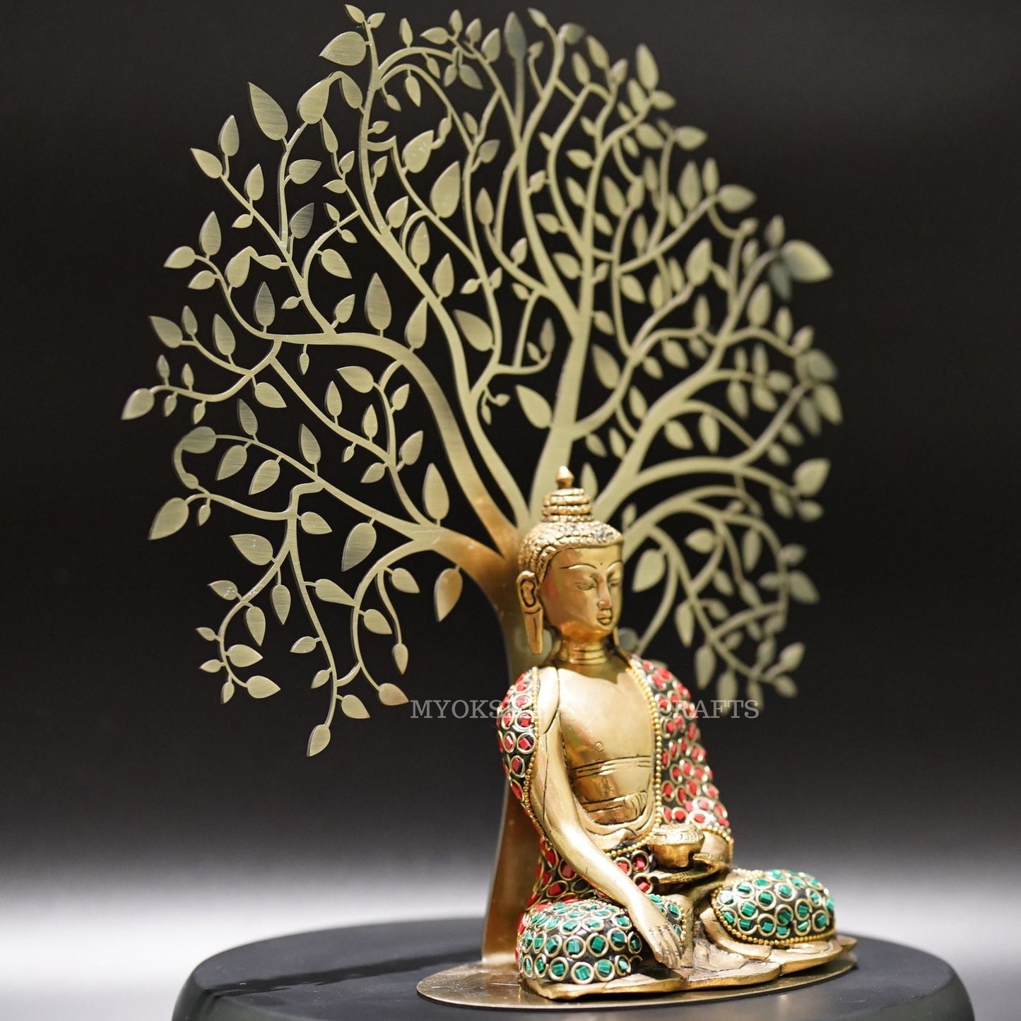 Brass Buddha Sitting Under the Tree - 2