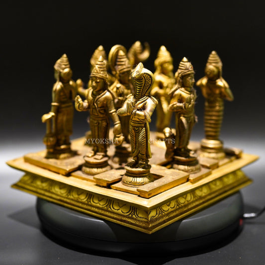 Brass Navagraha Set - Divine Energies for Vedic Planetary Blessings and Cosmic Balance - 1