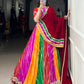 Lorenvalley Fashion Multicolor Georgette Leheriya Print with Embossed Design Lace Touch Up Lehenga Choli with Dupatta | Swadesiicart