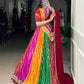 Lorenvalley Fashion Multicolor Georgette Leheriya Print with Embossed Design Lace Touch Up Lehenga Choli with Dupatta | Swadesiicart