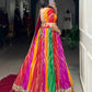 Lorenvalley Fashion Multicolor Georgette Leheriya Print with Embossed Design Lace Touch Up Lehenga Choli with Dupatta | Swadesiicart