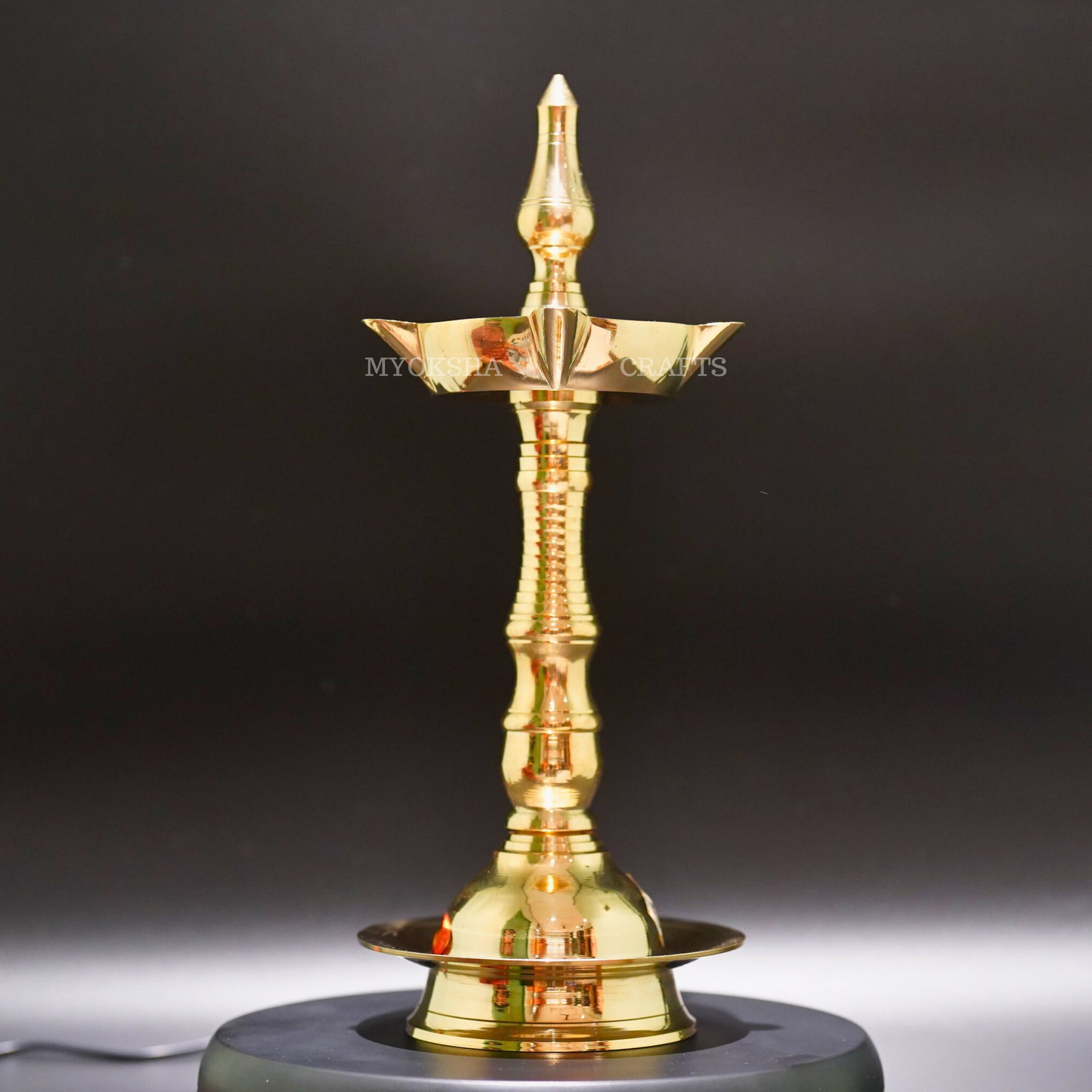 Kerala Brass Deepa 14": Exquisite Tradition Illuminated for Celebrations - 1