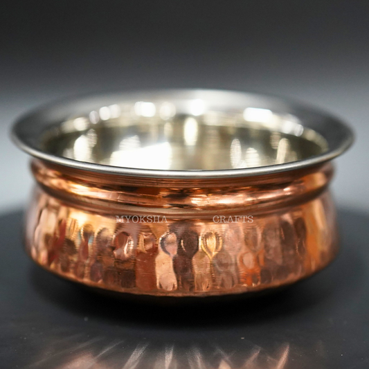 Copper Fusion: Copper Bottom Stainless Steel Handi - Unite Tradition and Modernity for Exquisite Cooking - Swadesiicart