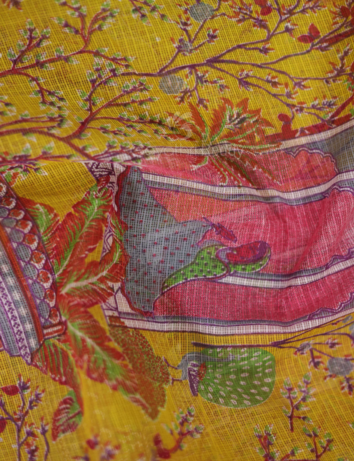 Light Yellow Colour With Orange Blouse Cotton Brasso Saree By Gayathri Reddy Designer Studio | Swadesiicart