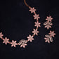 Tehzeeb Creations Baby Pink Colour Star Design Stone Studded Necklace With Earrings - Swadesiicart