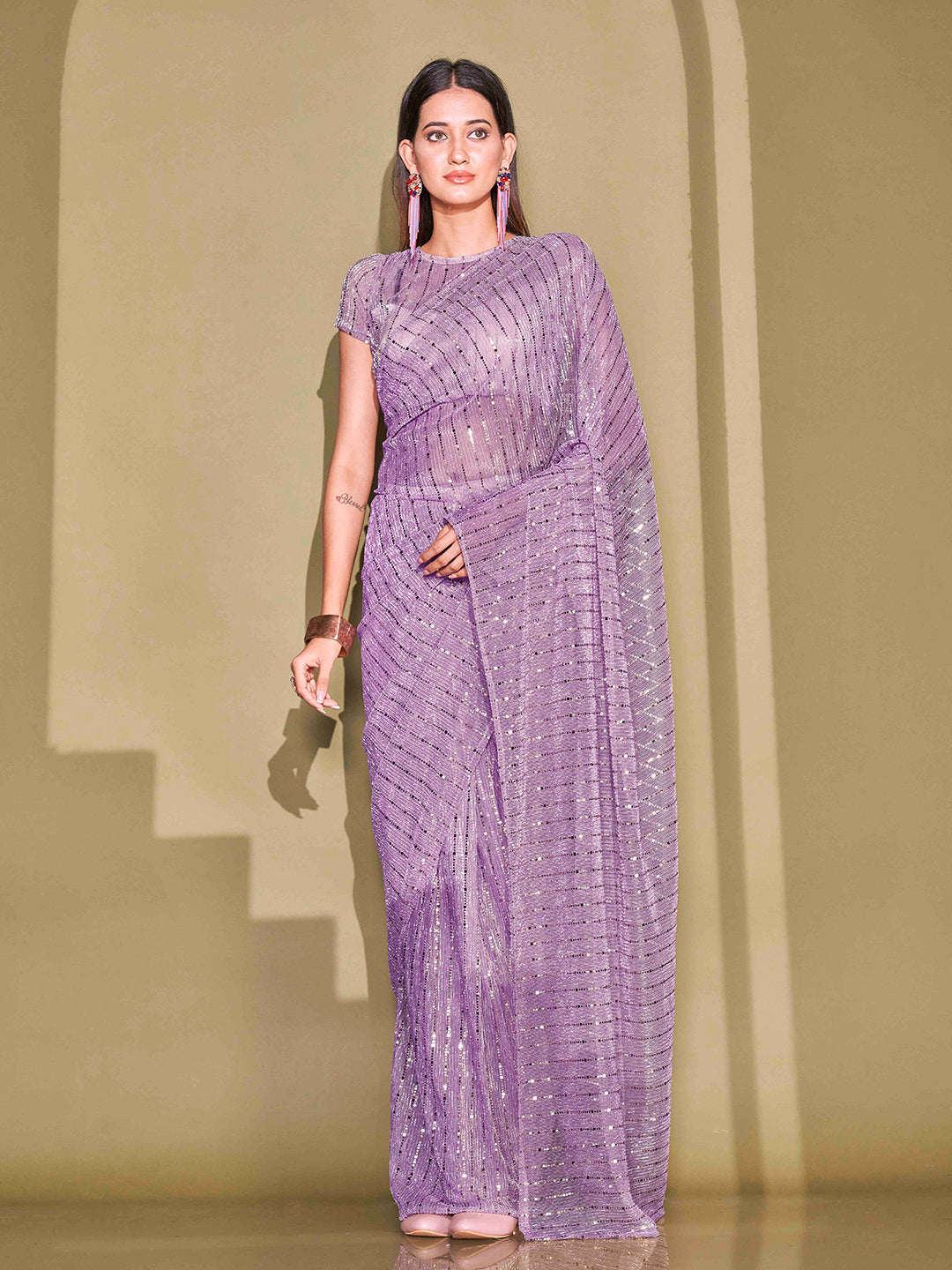 Tikhi Imli Sequinned Embellished Saree | Swadesiicart