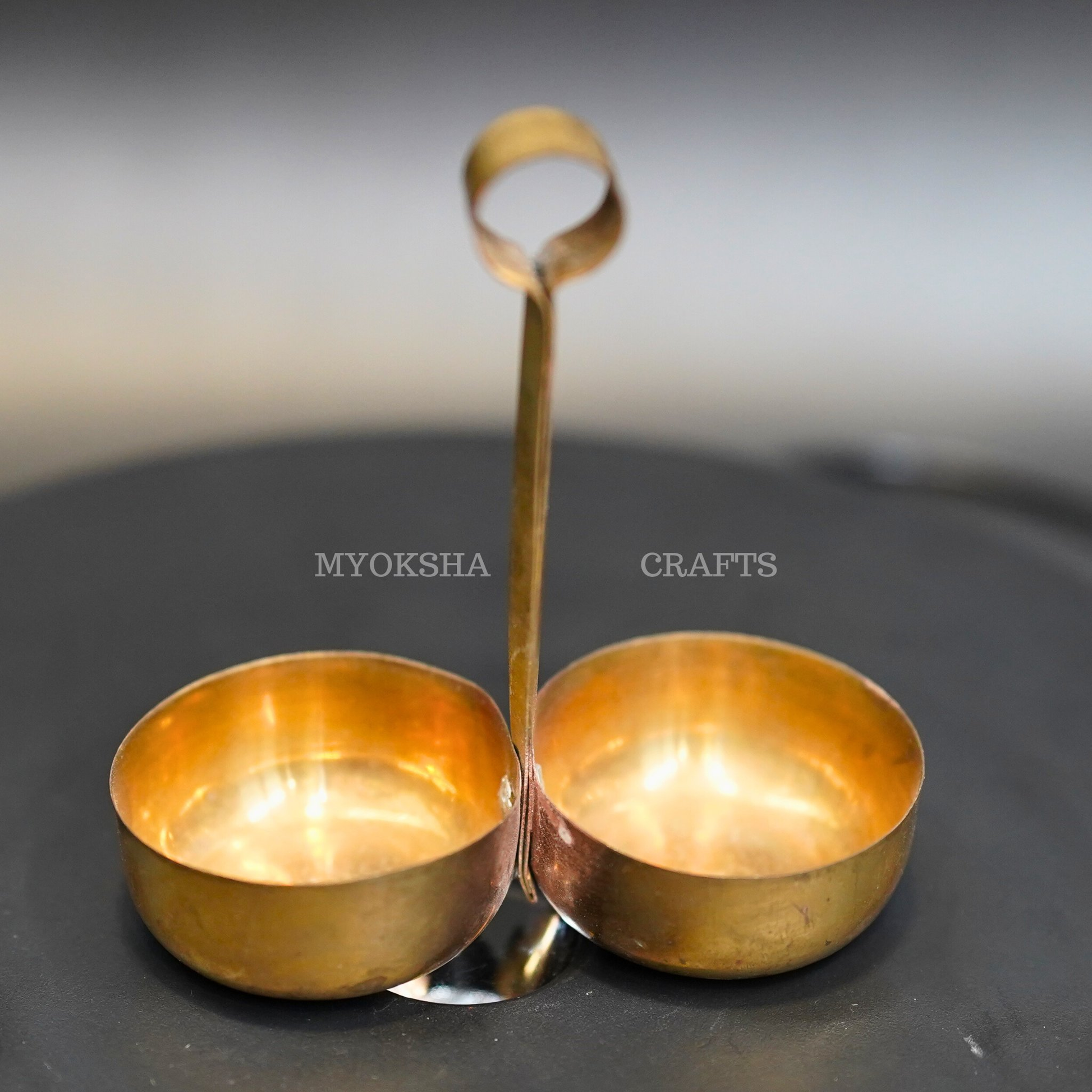 Brass Haldi & Kumkum Holder - Swadesiicart