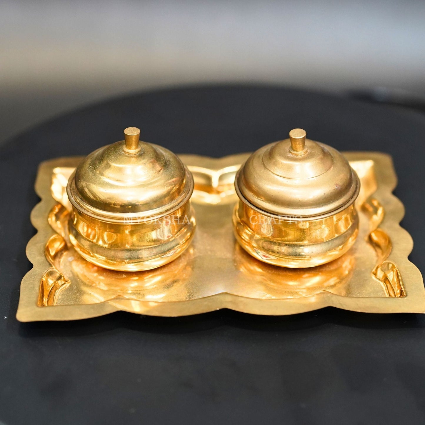 Brass Haldi Kumkum Holder - Swadesiicart