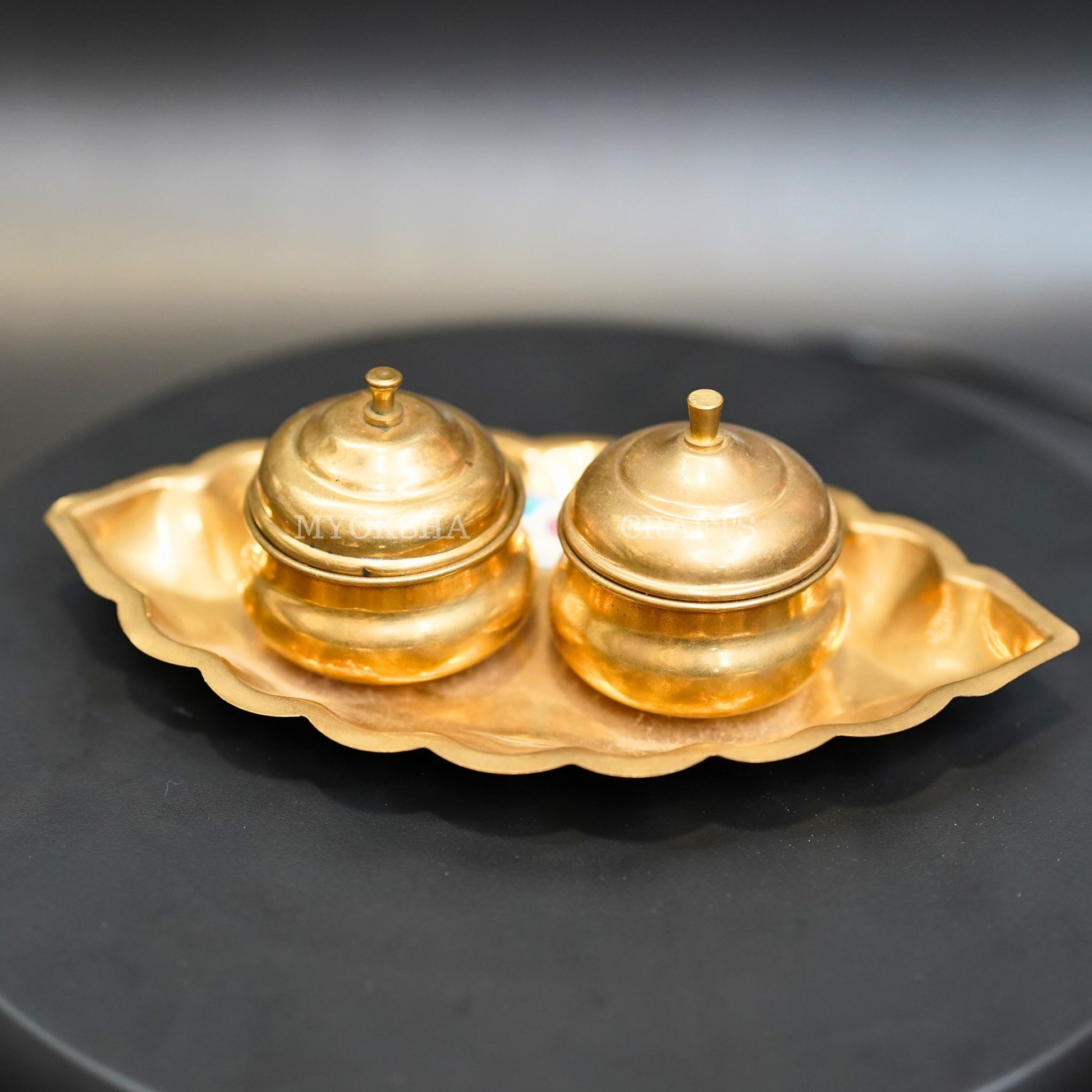 Brass Haldi Kumkum Holder - Swadesiicart