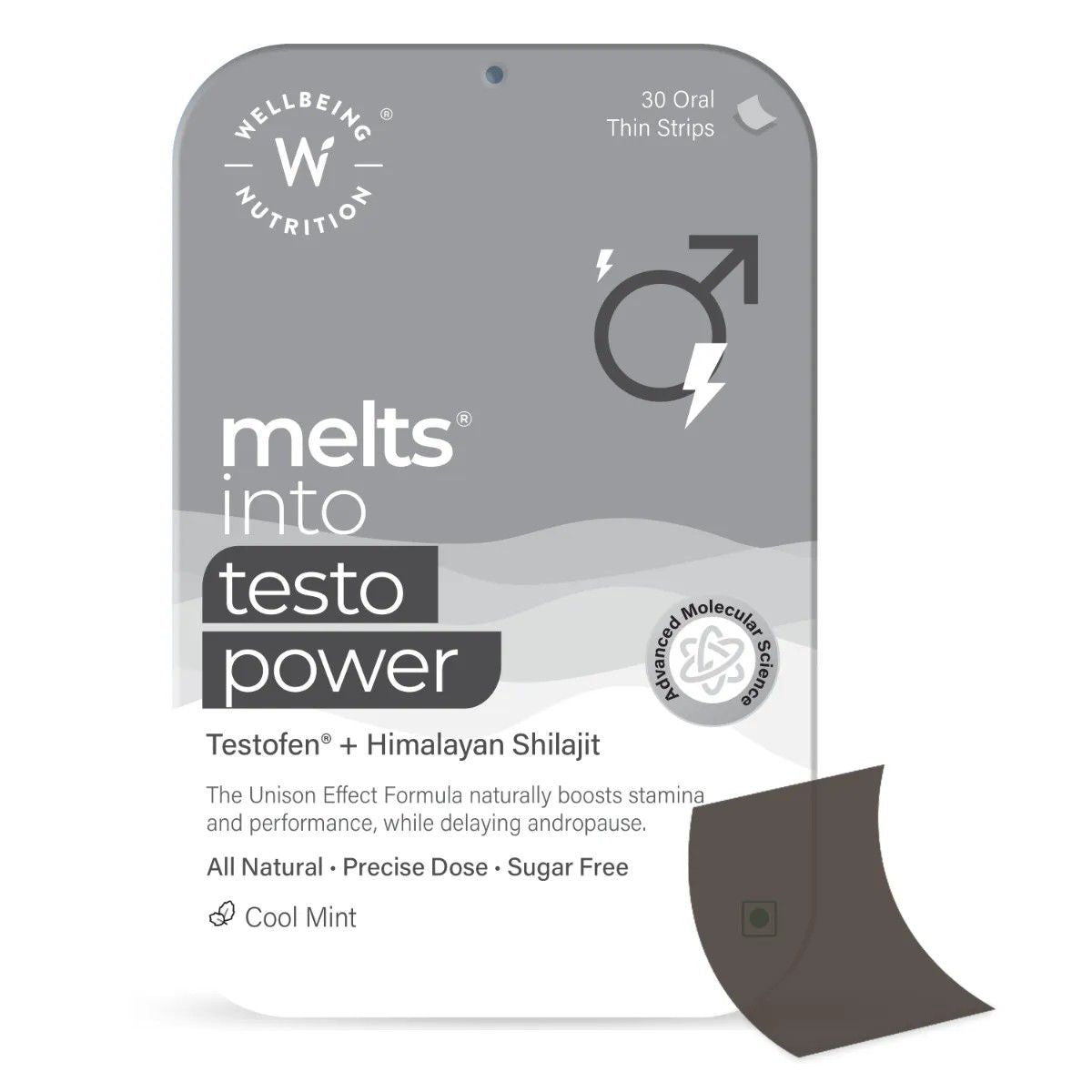 Wellbeing Nutrition Melts Testo Power Oral Strips-Cool Mint Flavor | Swadesiicart