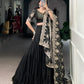 Lorenvalley Fashion Black Pure Rayon Embossed Design Lace Border Lehenga Choli with Dupatta | Swadesiicart