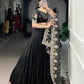 Lorenvalley Fashion Black Pure Rayon Embossed Design Lace Border Lehenga Choli with Dupatta | Swadesiicart
