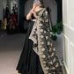 Lorenvalley Fashion Black Pure Rayon Embossed Design Lace Border Lehenga Choli with Dupatta | Swadesiicart