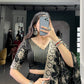 Lorenvalley Fashion Black Pure Rayon Embossed Design Lace Border Lehenga Choli with Dupatta | Swadesiicart