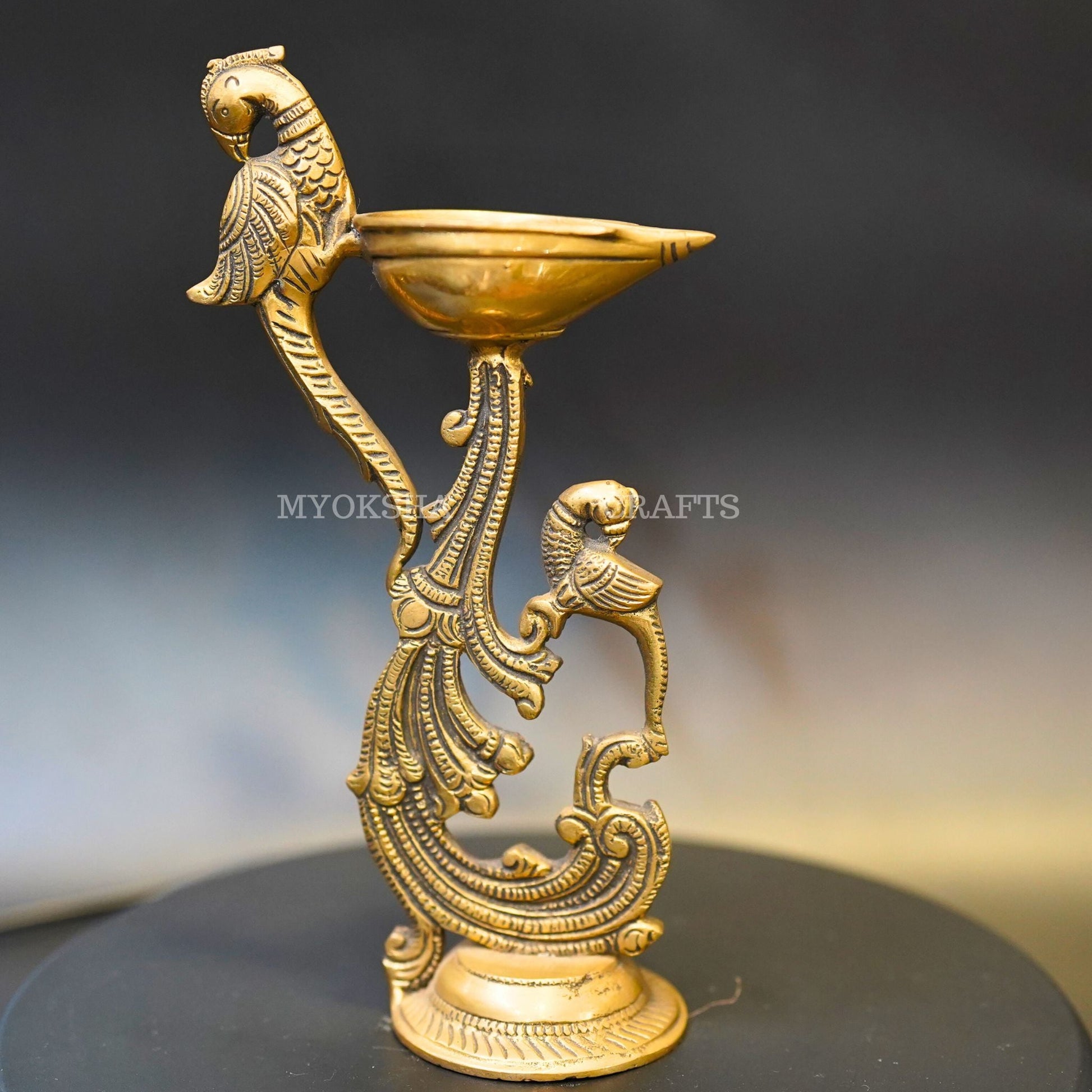 Brass Peacock Diya - Swadesiicart