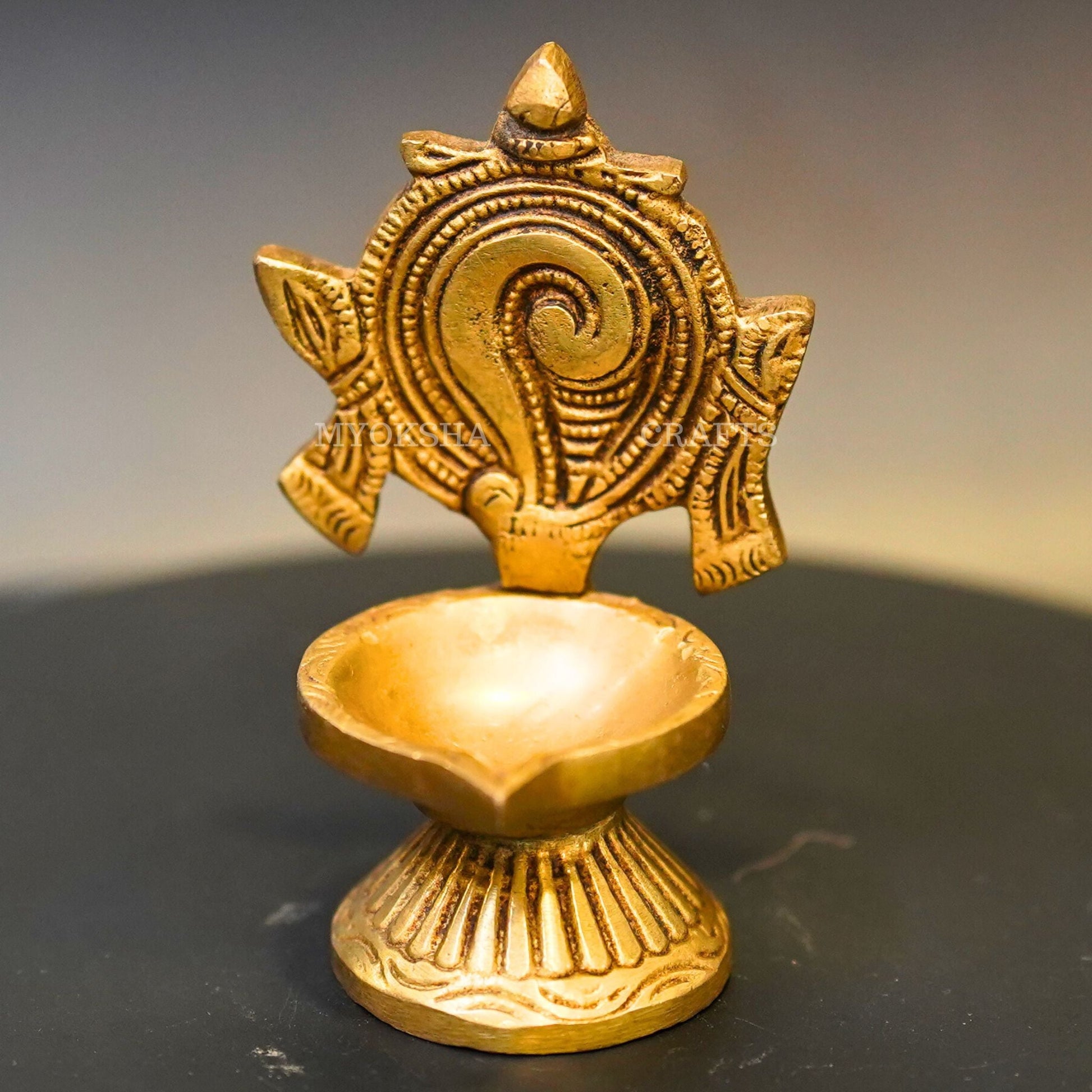 Brass Shankh Diya - Swadesiicart