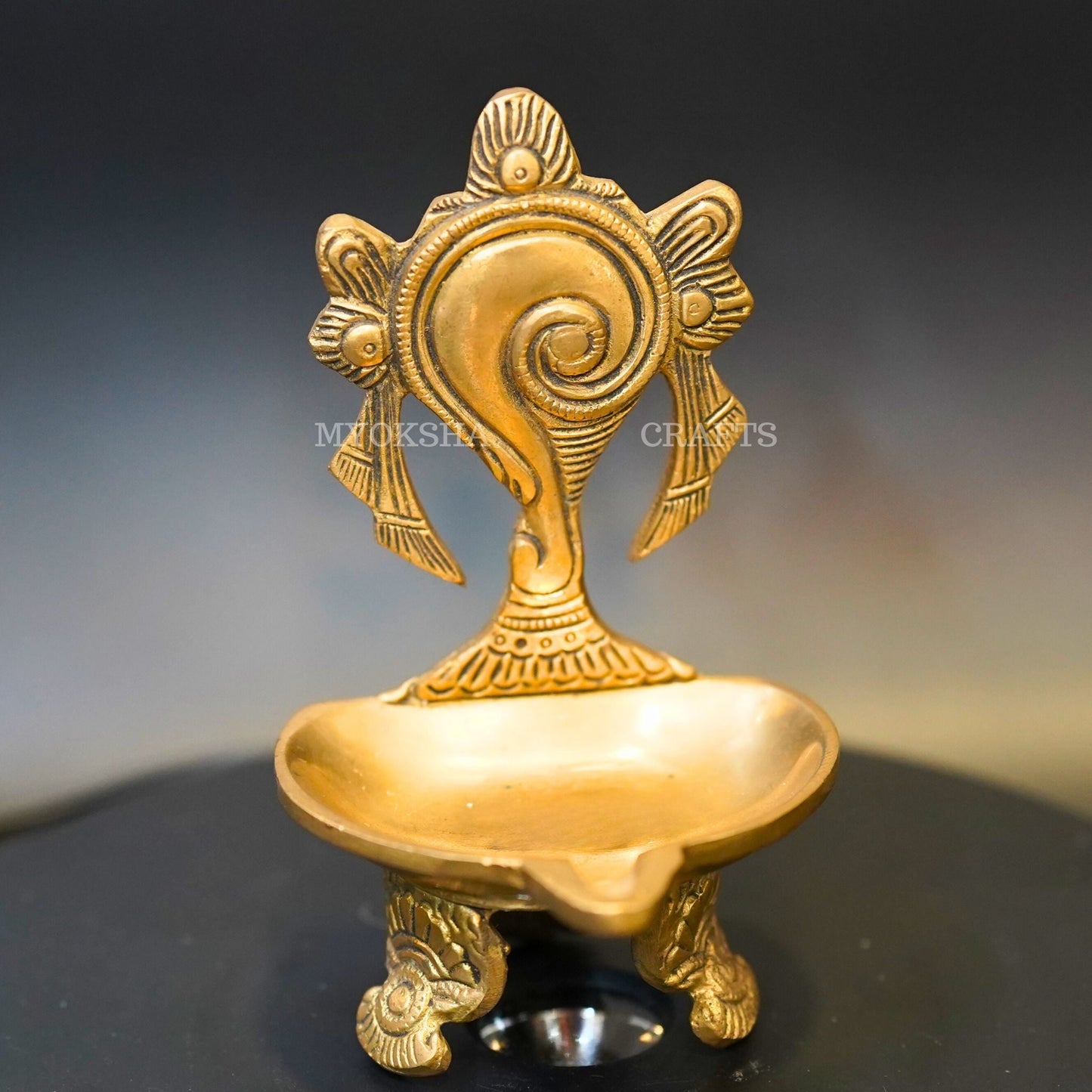 Brass Shankh Diya - Swadesiicart