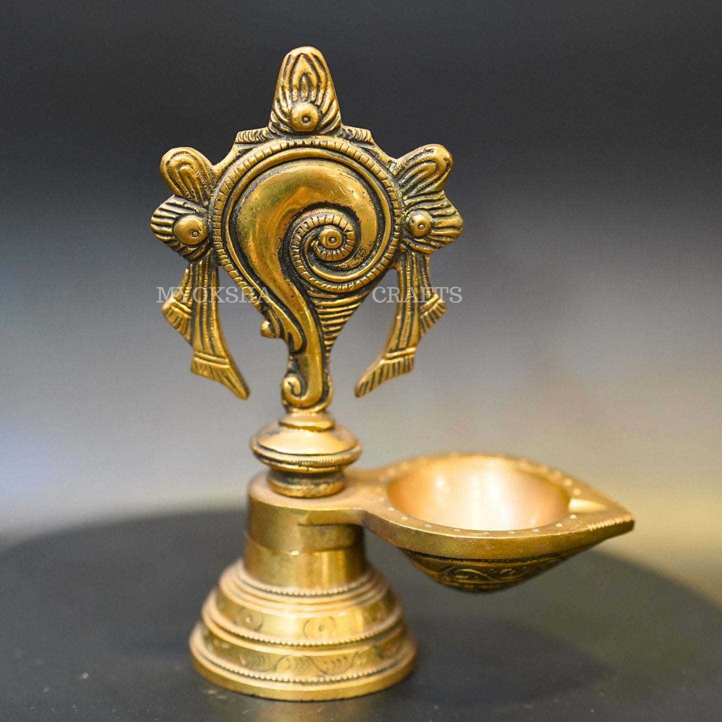 Brass Shankh Diya - Swadesiicart