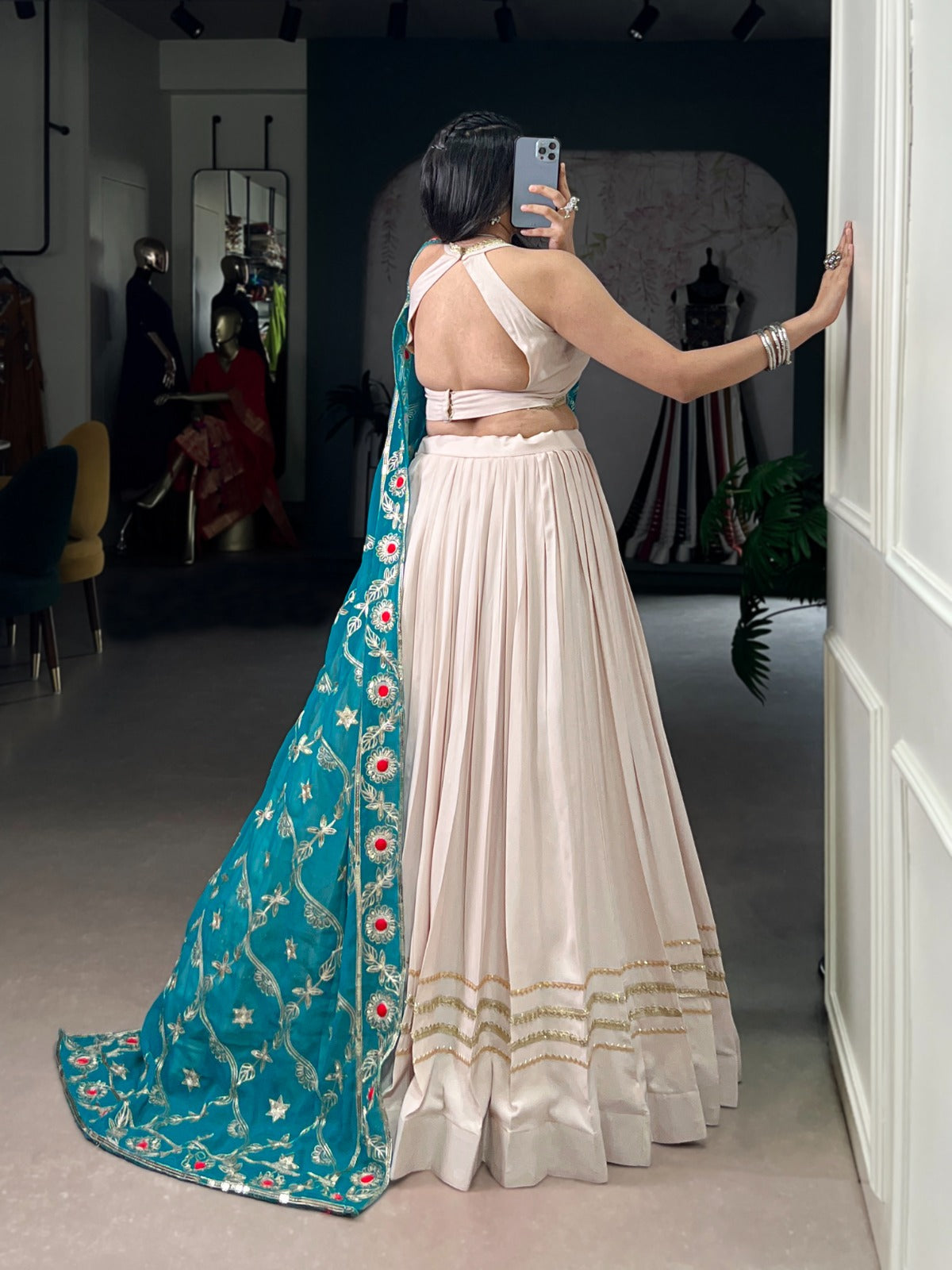 Lorenvalley Fashion Offwhite Pure Rayon Lace Touch Up Lehenga Choli with Dupatta | Swadesiicart