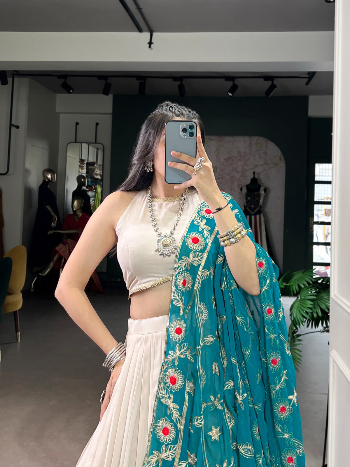 Lorenvalley Fashion Offwhite Pure Rayon Lace Touch Up Lehenga Choli with Dupatta | Swadesiicart