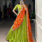 Lorenvalley Fashion Parotgreen Pure Rayon Lace Touch Up Lehenga Choli with Dupatta | Swadesiicart