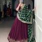 Lorenvalley Fashion Wine Pure Rayon Lace Touch Up Lehenga Choli with Dupatta | Swadesiicart