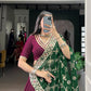 Lorenvalley Fashion Wine Pure Rayon Lace Touch Up Lehenga Choli with Dupatta | Swadesiicart