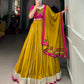 Lorenvalley Fashion Mustard Pure Rayon Plain And Lace Border With Gotta Patti Touch Up Lehenga Choli with Dupatta | Swadesiicart