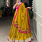 Lorenvalley Fashion Mustard Pure Rayon Plain And Lace Border With Gotta Patti Touch Up Lehenga Choli with Dupatta | Swadesiicart