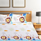 Home Sizzler White & Blue Printed 210 TC Double Bedsheet With 2 Pillow Covers - Swadesiicart