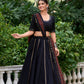 Lorenvalley Black Pure Cotton Plain With Gota Patti Touch Up Lehenga Choli | Swadesiicart