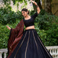 Lorenvalley Black Pure Cotton Plain With Gota Patti Touch Up Lehenga Choli | Swadesiicart
