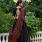 Lorenvalley Black Pure Cotton Plain With Gota Patti Touch Up Lehenga Choli | Swadesiicart